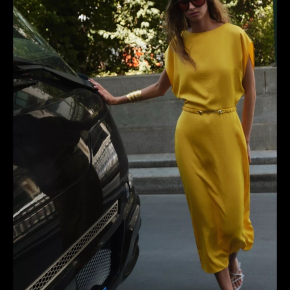 Zara Yellow Midi Dress - Picture 1 of 2